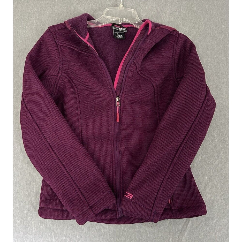 CB Sports Jacket Plum Purple Full Zip Pockets Woven Knit Fleece - Size Small